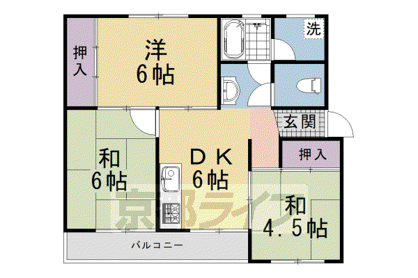 西浦勤労者(3DK/2階)の間取り写真