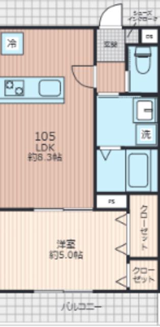 EVERA大倉山(1LDK/1階)の間取り写真