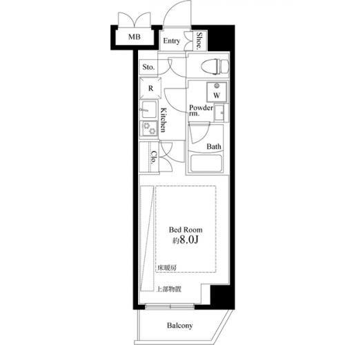 ARTECASA ALIVIE 綾瀬(1K/2階)の間取り写真