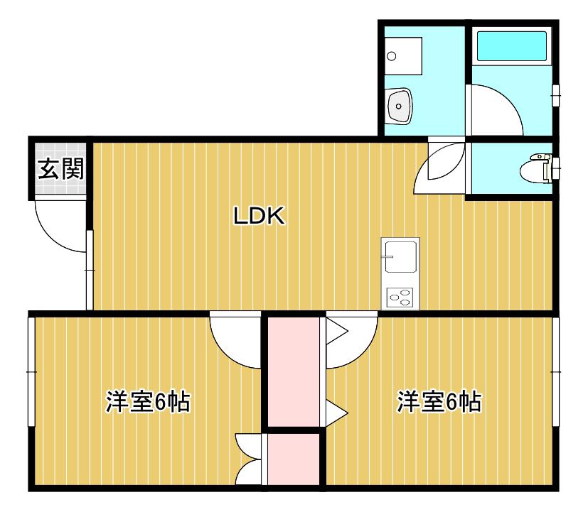 荻川ファーストハイツ(2LDK/1階)の間取り写真