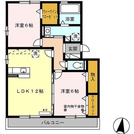フェリーチェB(2LDK/2階)の間取り写真