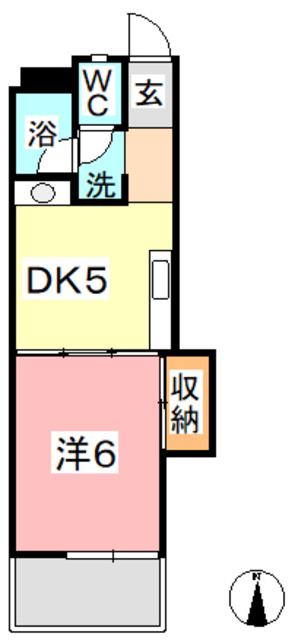 美和ハイツ(1DK/4階)の間取り写真