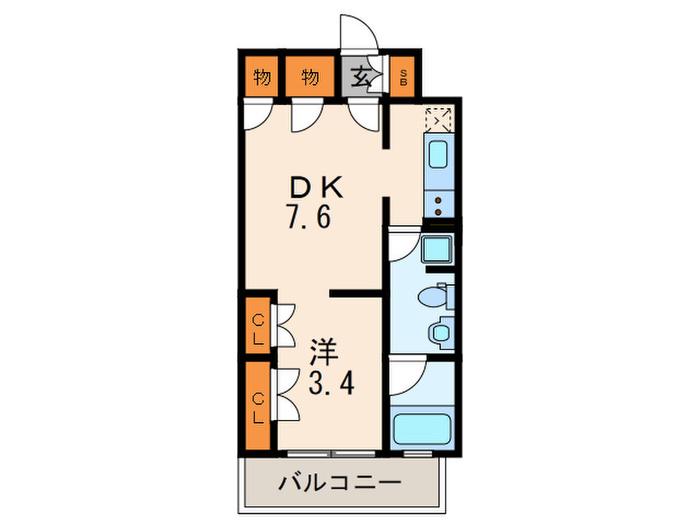神戸高速鉄道東西線 花隈駅 徒歩4分 7階建 築13年(1DK/5階)の間取り写真
