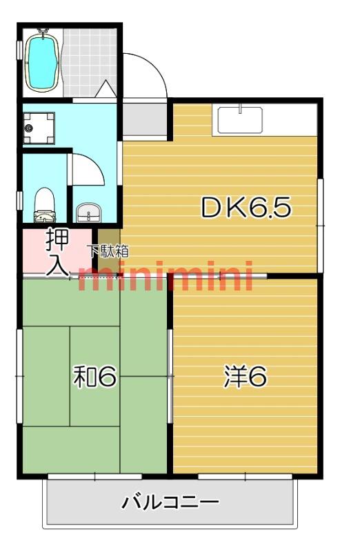 スペースK壱番館(2DK/2階)の間取り写真