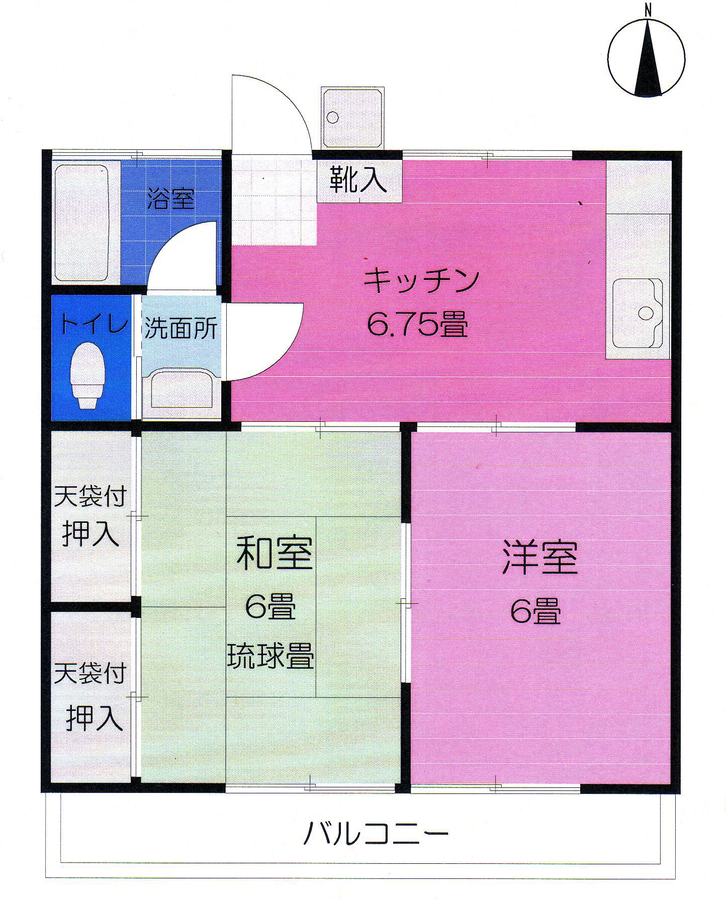 塚場ハイツI(2DK/2階)の間取り写真