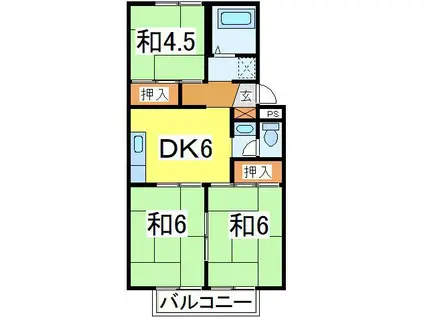 小山ハイツ第二(3DK/2階)の間取り写真
