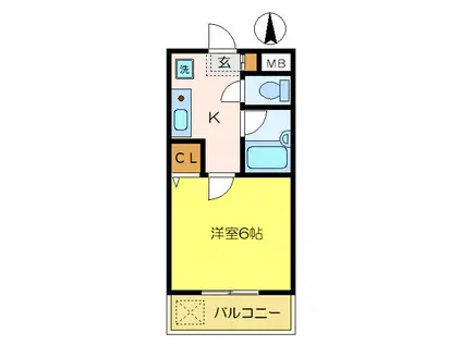 サングレースコート(1K/2階)の間取り写真