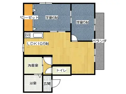 カサグランデ AB棟(2LDK/2階)の間取り写真