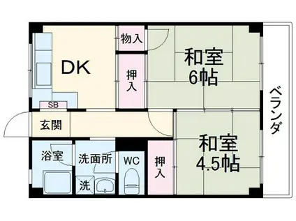 三佑マンション(2DK/3階)の間取り写真