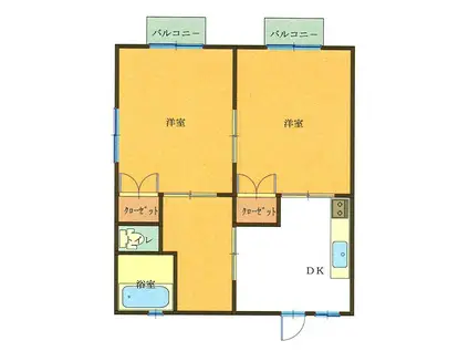 マテリアル(2DK/1階)の間取り写真