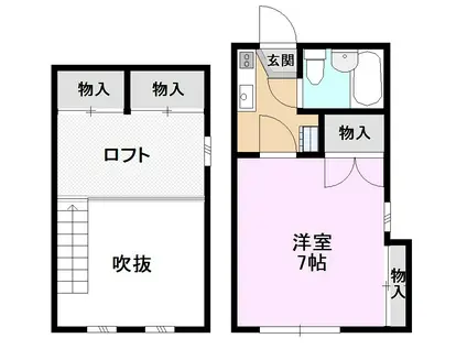 ロッヂ・福田(1SK/2階)の間取り写真