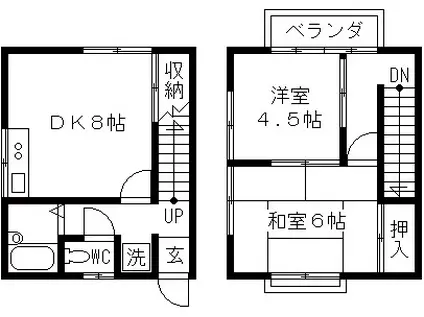 テラス森II(2DK/1階)の間取り写真