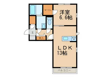 シャーメゾンNANRYU(1LDK/2階)の間取り写真