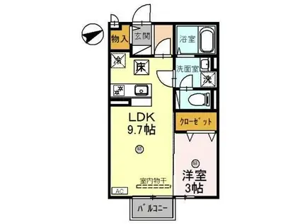 ウエストハイツ・セントラルハイツ ウエストハイツ(1LDK/1階)の間取り写真