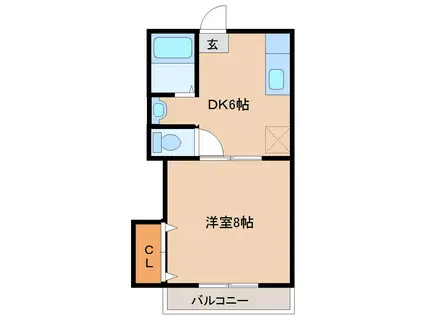 フォールシャンスI(1DK/2階)の間取り写真