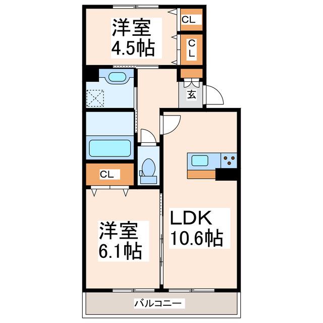 カーサレガシーK(2LDK/1階)の間取り写真