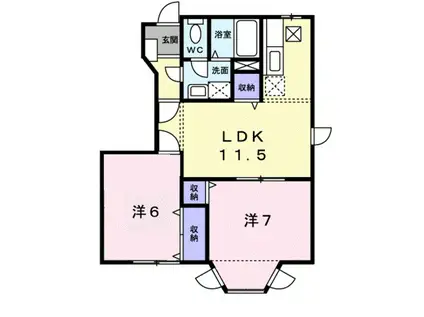ファンタジー21(2LDK/1階)の間取り写真