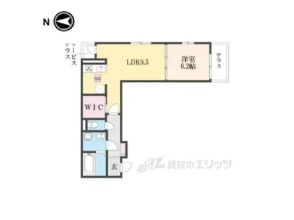 近鉄橿原線 九条駅(奈良) 徒歩2分 3階建 築1年(1LDK/1階)の間取り写真