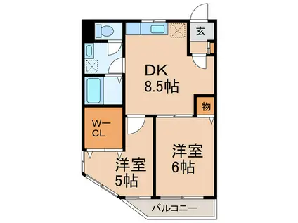 ラトゥール割塚(2DK/4階)の間取り写真