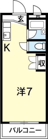ハイツ高畠(ワンルーム/2階)の間取り写真