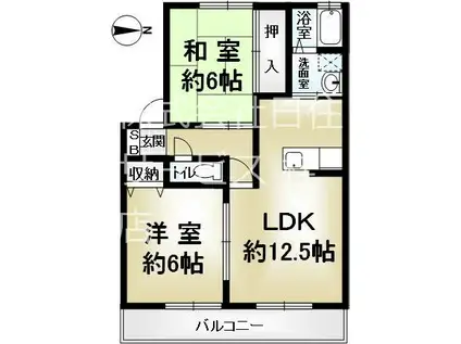 エーデルハイムI(2LDK/2階)の間取り写真