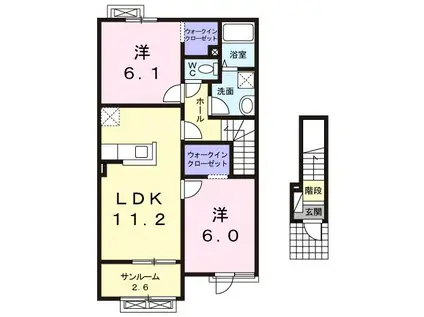 サニー セイバリ I(2LDK/2階)の間取り写真