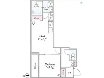 NOIR(1LDK/2階)の間取り写真