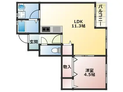 SORA和坂(1LDK/1階)の間取り写真