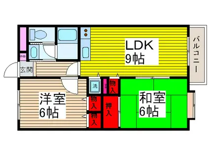 ディアコート川口(2LDK/3階)の間取り写真