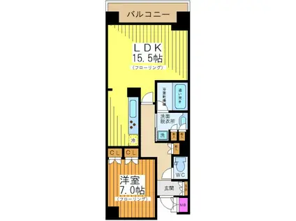 リージア経堂テラスガーデン(1LDK/1階)の間取り写真