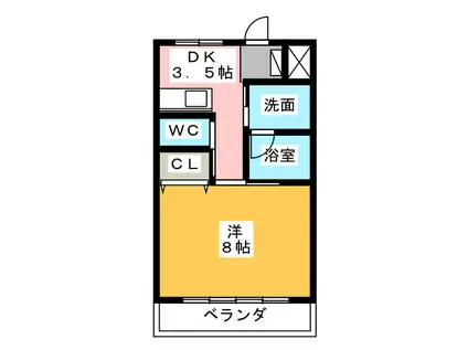 SUNNY SIGHT薫風III(1K/1階)の間取り写真