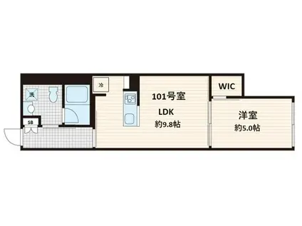 FULLEA白金台(1LDK/1階)の間取り写真