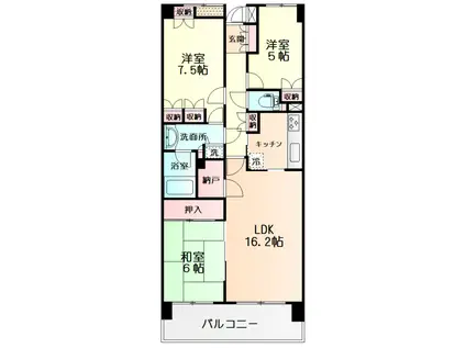 横浜西谷パーク・ホームズ(3SLDK/4階)の間取り写真