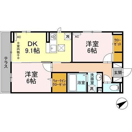 TKMーⅠ(2DK/1階)の間取り写真