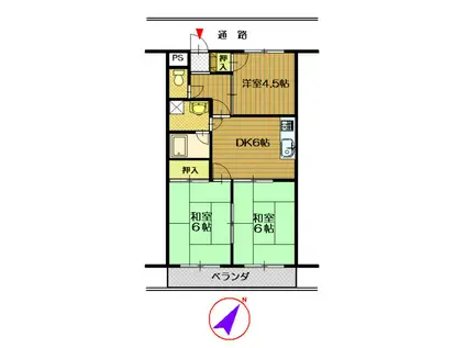 シーナリーマンション(3DK/1階)の間取り写真