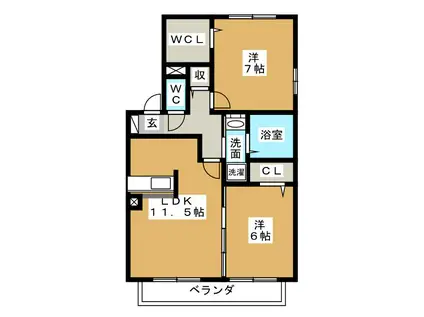 D-ROOM出来山(2LDK/1階)の間取り写真