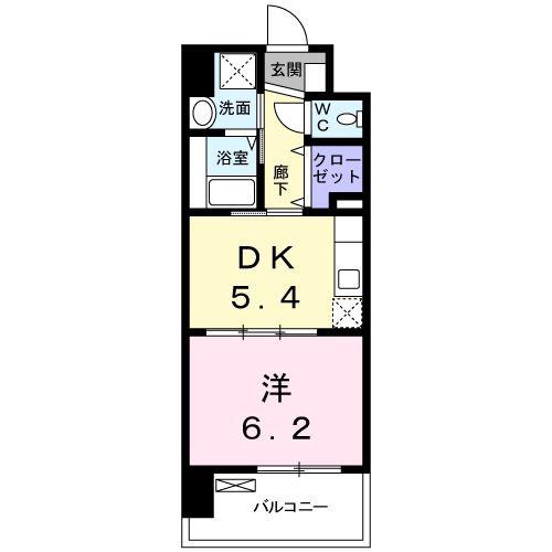 タイガルデン(1DK/10階)の間取り写真