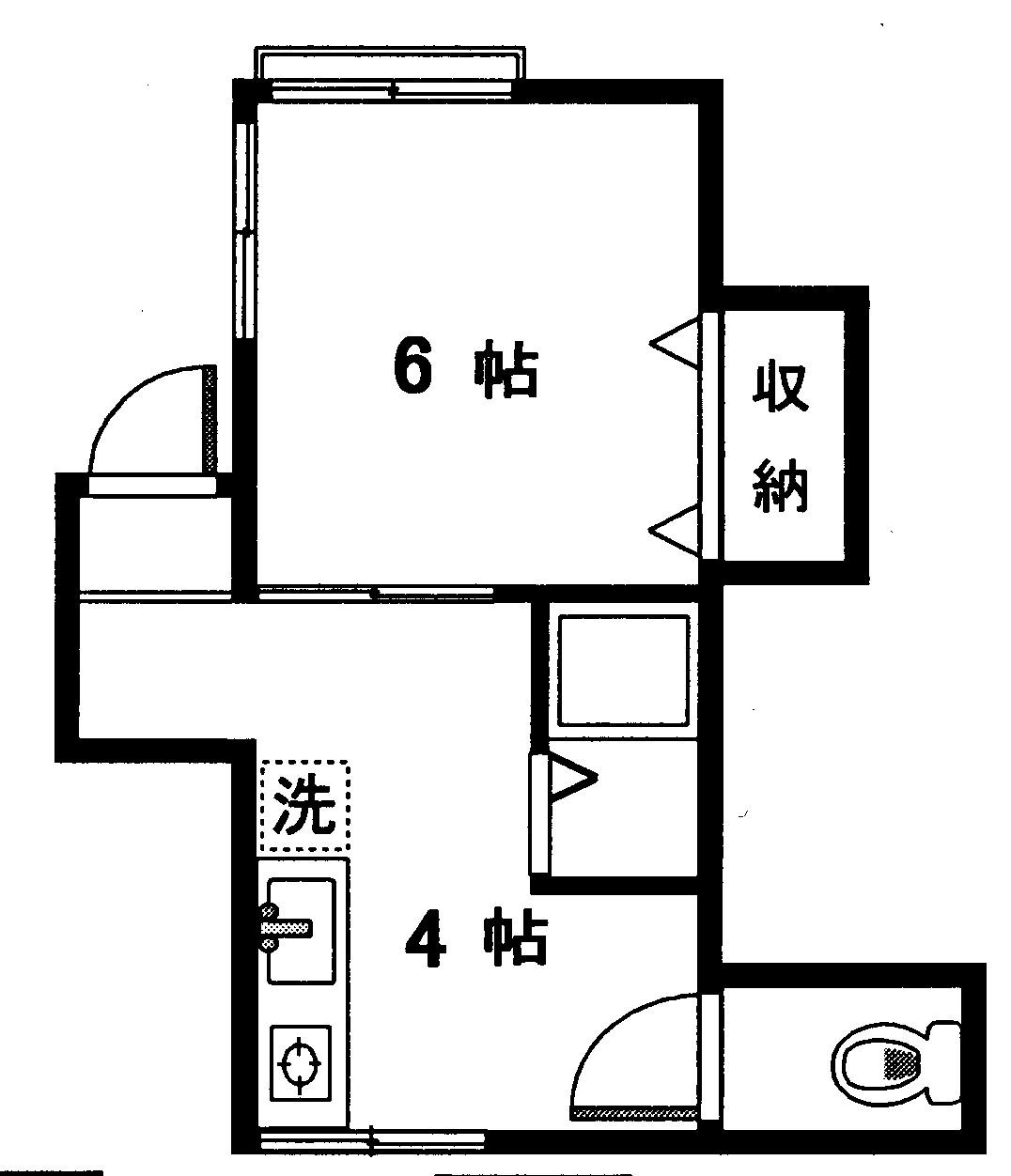 メゾンもみやま(1K/1階)の間取り写真