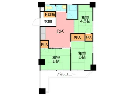 ながぬまマンション(3DK/4階)の間取り写真