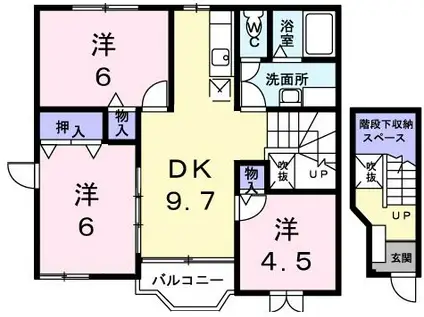 フローリア(3DK/2階)の間取り写真