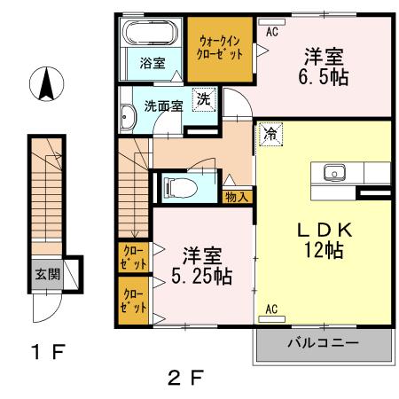 カサデコリーナ(2LDK/2階)の間取り写真