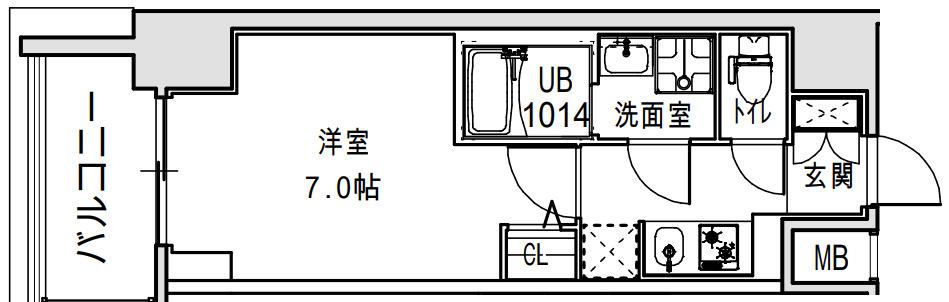 S-RESIDENCE福島ALOVITA(1K/7階)の間取り写真