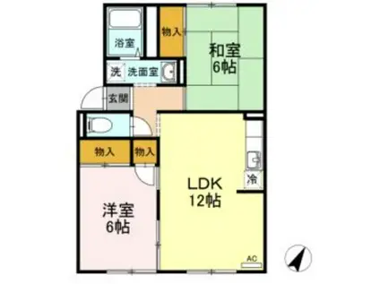 プレジール中島A棟(2LDK/1階)の間取り写真