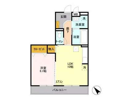 ロアジス(1LDK/1階)の間取り写真