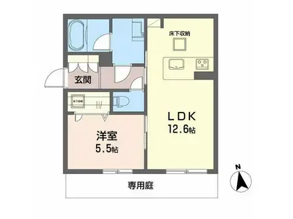 CARREFOUR菊陽(1LDK/1階)の間取り写真