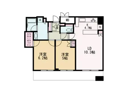 ジオグランデ梅田(2LDK/13階)の間取り写真