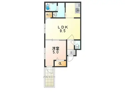 フジパレス西脇I番館(1LDK/1階)の間取り写真