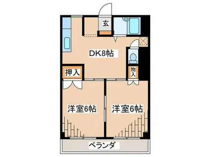 ブルースカイハイツ(2DK/3階)の間取り写真