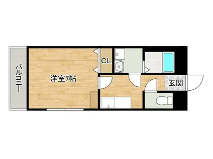 ミーナ清水(1K/3階)の間取り写真