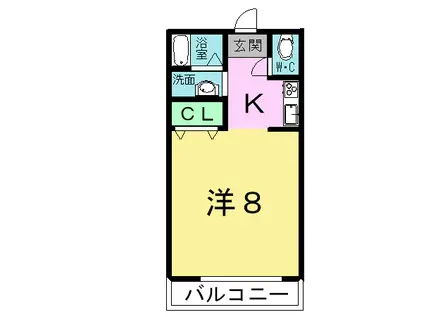 コーポ美しの森(1K/1階)の間取り写真